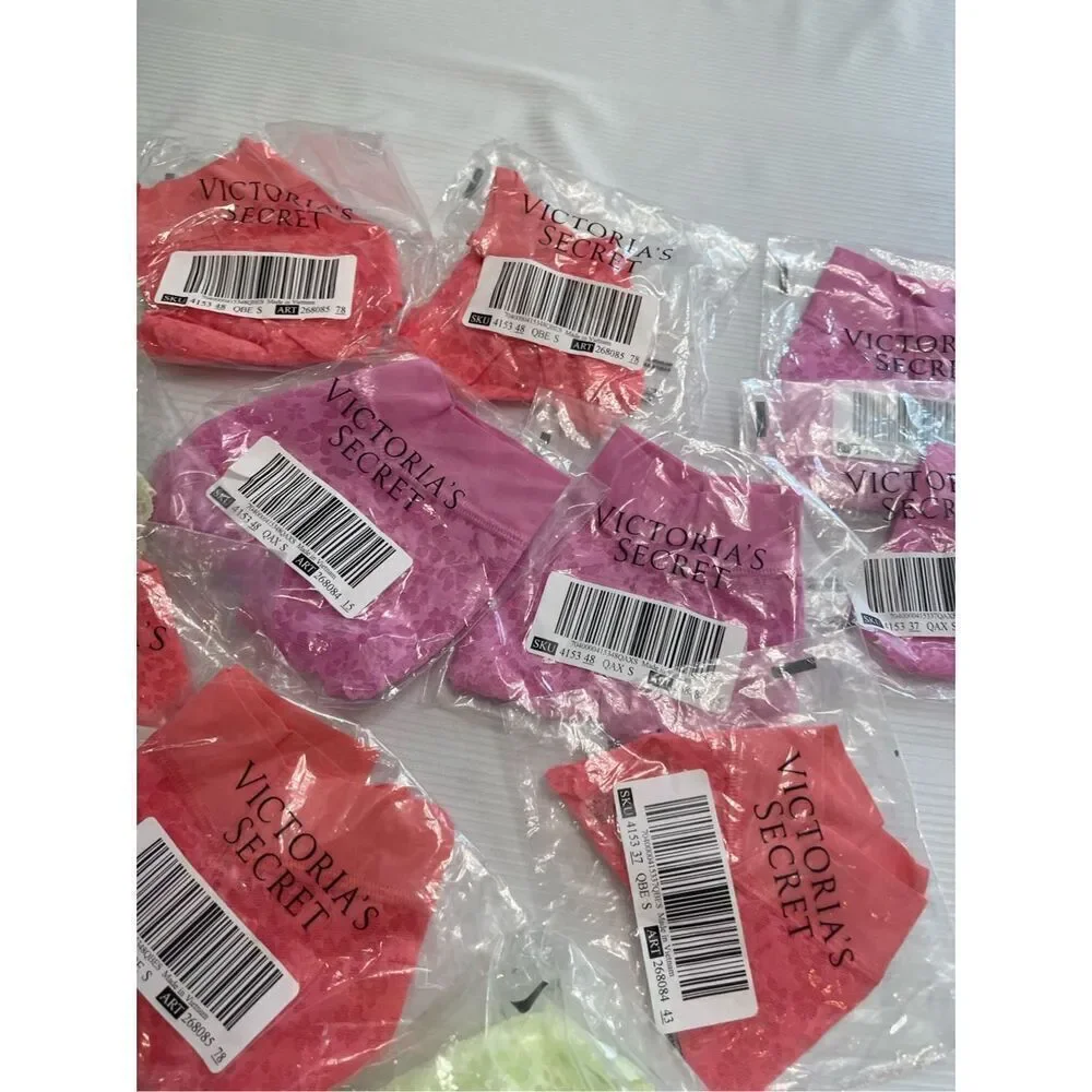 Lot Of 11 PINK Victoria's Secret No-Show Floral Lace Hiphugger Panty Size Small